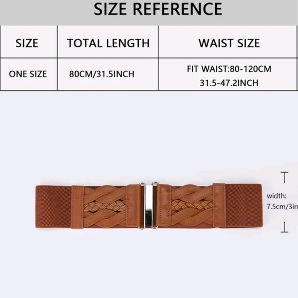 Boho Wide brown Faux leather Western festival Braided elastic corset Waist belt - Picture 7 of 9
